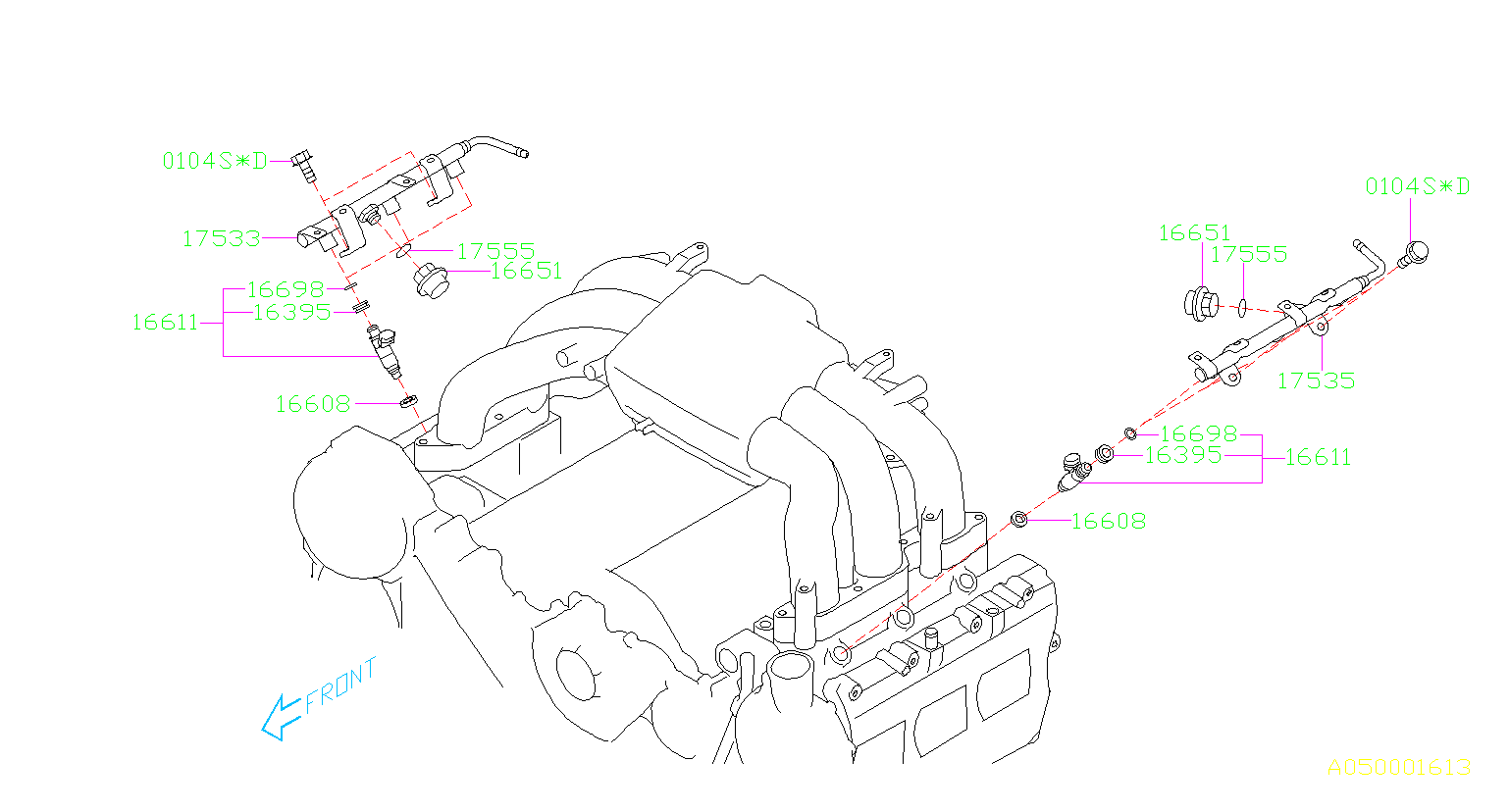 2006 Subaru Baja Fuel Injector. MANIFOLD, INTAKE, Engine - 16611AA700 ...